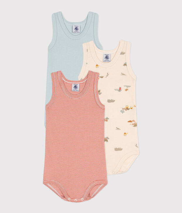 Cotton Animal Vest Bodysuits - Pack of 3 multicolor