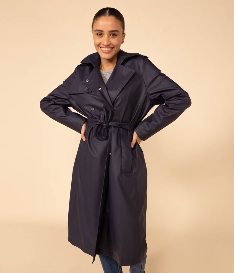 Women's Hooded Trench Coat blue