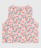 Babies' sleeveless reversible printed cotton cardigan MARSHMALLOW white/JOLI pink