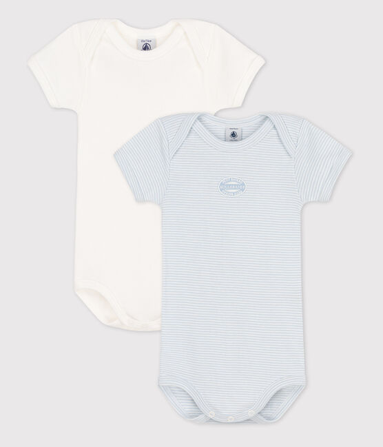 Babies' Short-Sleeved Pinstriped Cotton Bodysuits - 2-Pack variante 1