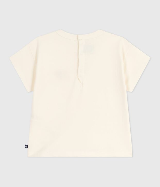 Babies' long-sleeved T-shirt with a heart design Ecru