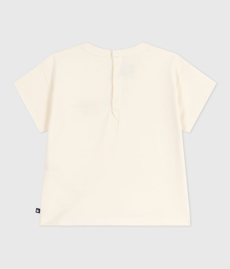 Babies' long-sleeved T-shirt with a heart design Ecru