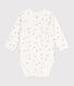 Babies' long-sleeved wrapover cotton bodysuit