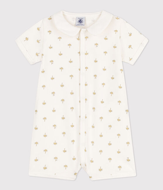 Babies' Palm Tree Patterned Cotton Playsuit MARSHMALLOW white/MULTICO white