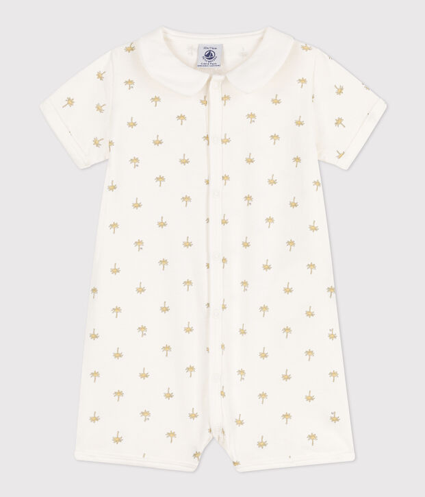 Babies' Palm Tree Patterned Cotton Playsuit white/multicolor
