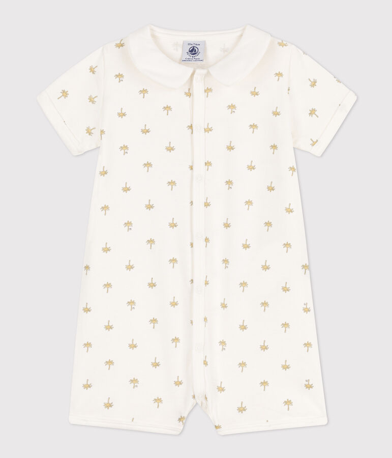 Babies' Palm Tree Patterned Cotton Playsuit white/multicolor