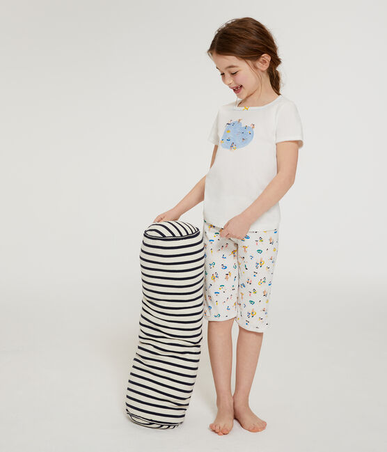Girls' short Pyjamas MARSHMALLOW white/MULTICO white