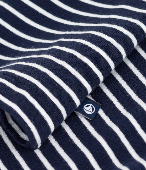 Children's stripy short-sleeved T-shirt SMOKING blue/MARSHMALLOW white