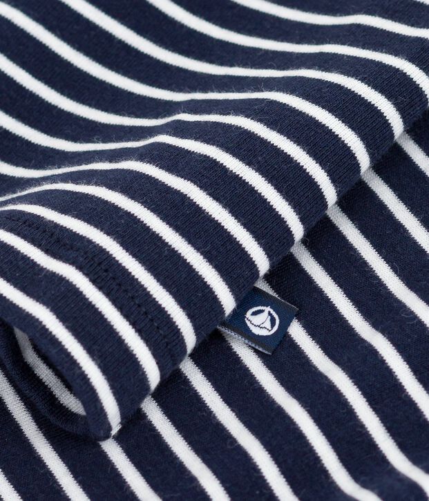 Children's stripy short-sleeved T-shirt blue/white