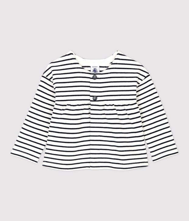 Babies' Fleece Cardigan white/blue