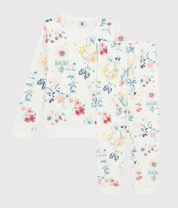 Girls' Floral Velour Pyjamas white/multicolor