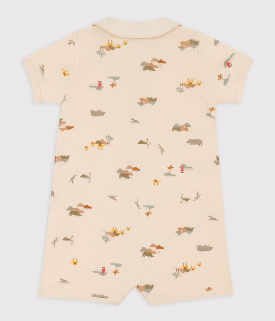 Babies' Palm Tree Patterned Cotton Playsuit AVALANCHE white/MULTICO