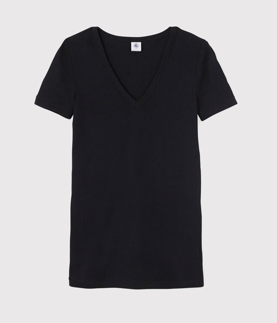 Women's Iconic V-Neck Cotton T-Shirt SMOKING blue
