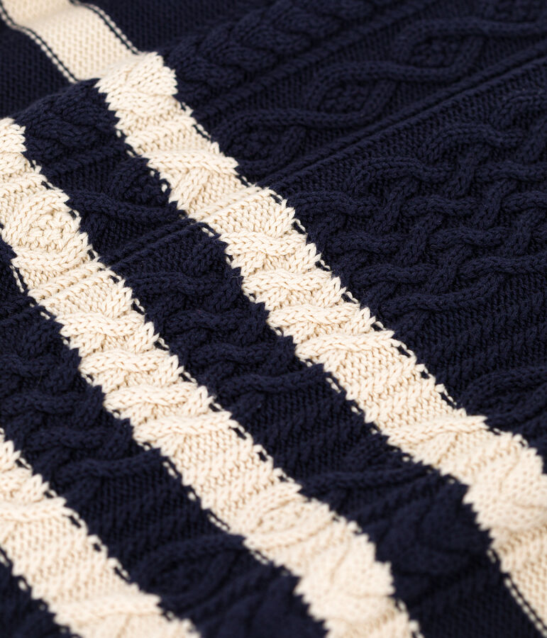 Women's Stripy Cotton Irish Pullover blue/ecru