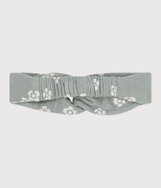 Bandeau bébé en gaze de coton imprimé fleurs PAUL blue/MARSHMALLOW white