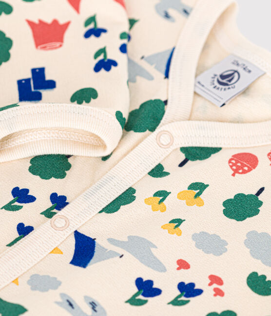 Babies' brushed fleece forest print pyjamas AVALANCHE white/MULTICO