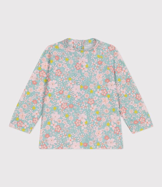 Babies' flower print UV protection T-shirt blue/multicolor