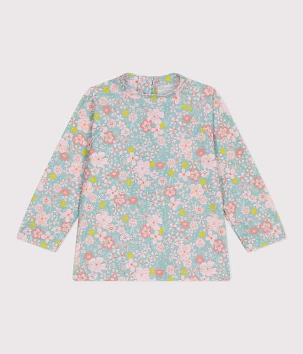 Babies' flower print UV protection T-shirt blue/multicolor