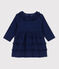 Babies' Long-Sleeved Super Fine Velour Dress blue