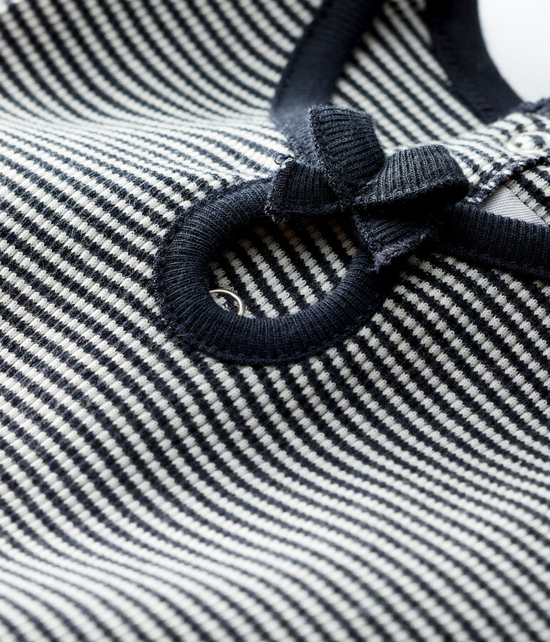 Baby Girls' Short-Sleeved 2x2 Rib Knit Dress. blue/white