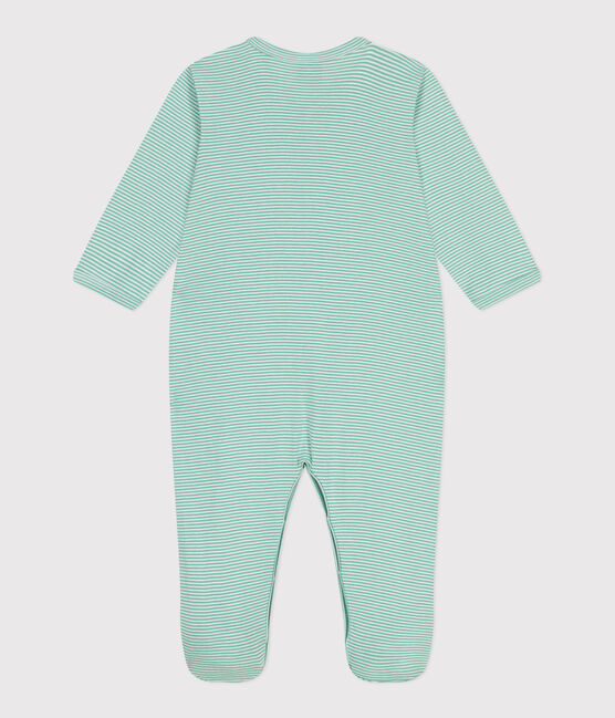 Babies' stripy cotton pyjama suit ALOEVERA green