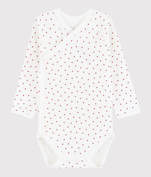 Baby Girls' Long-Sleeved Wrapover Bodysuit white/red