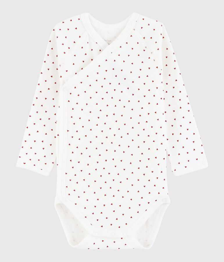 Baby Girls' Long-Sleeved Wrapover Bodysuit white/red