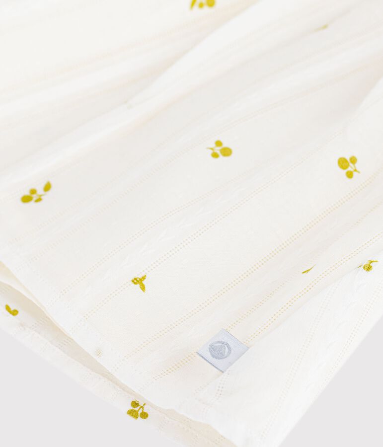 Babies' sleeveless cotton blouse with a floral print MARSHMALLOW green/MOSS