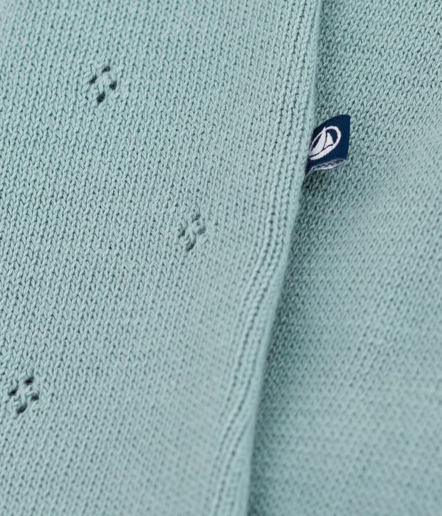 Babies' rompers knitted in a pretty pattern and with straps green