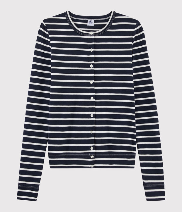 Women's iconic cardigan blue/white