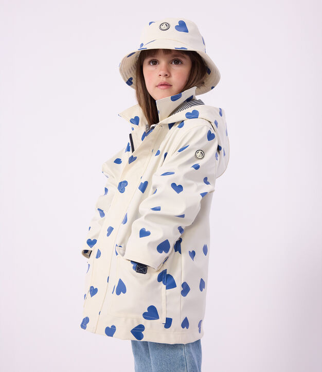 Children's heart print sun hat blue/blue