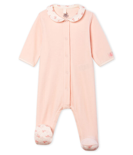 Baby Girls' Velour Sleepsuit FLEUR pink