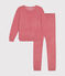 Women's plain brushed terry velour pyjamas ROSEWOOD pink