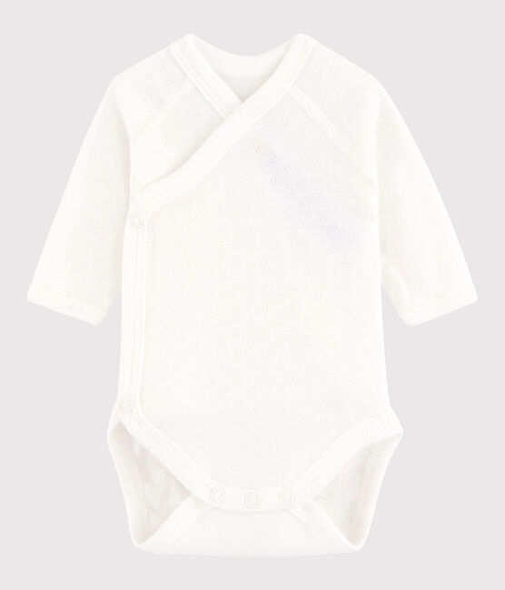 Unisex Babies' Short-Sleeved Wrapover Bodysuit MARSHMALLOW white