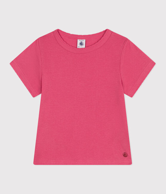 Children's plain short-sleeved cotton T-shirt PEONIA pink