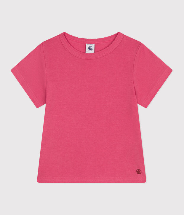 Children's plain short-sleeved cotton T-shirt pink