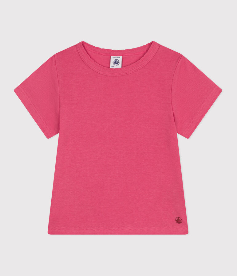 Children's plain short-sleeved cotton T-shirt pink