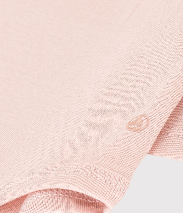 Babies' Long-Sleeved Cotton Bodysuit With Ruff Collar pink