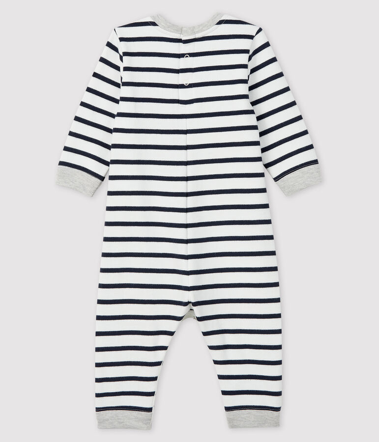 Baby boy's long playsuit MARSHMALLOW white/SMOKING blue