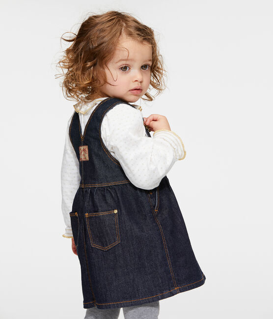 Baby girls' jean dungarees/dress. Petit Bateau