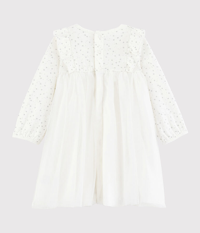 Baby girl's long-sleeved dress white/grey