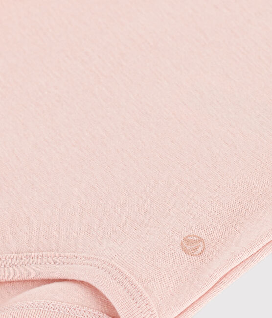 Babies' Short-Sleeved Cotton Bodysuit With Ruffle Collar SALINE pink