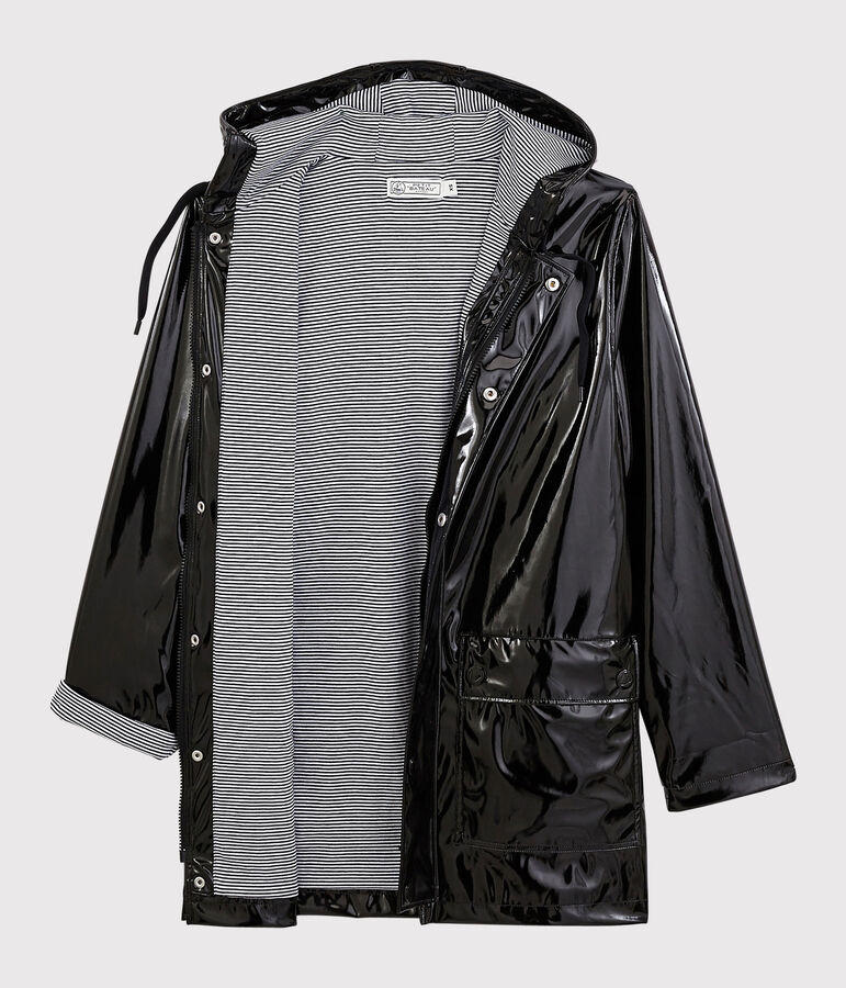 Women's iconic shiny raincoat black