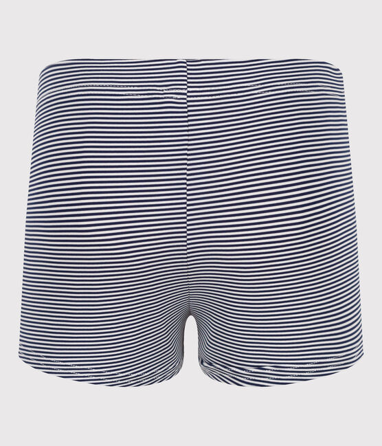Boys' Stripy Swimming Trunks MEDIEVAL blue/MARSHMALLOW white