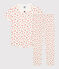 Girls' Floral Organic Cotton Pyjamas MARSHMALLOW white/MULTICO white