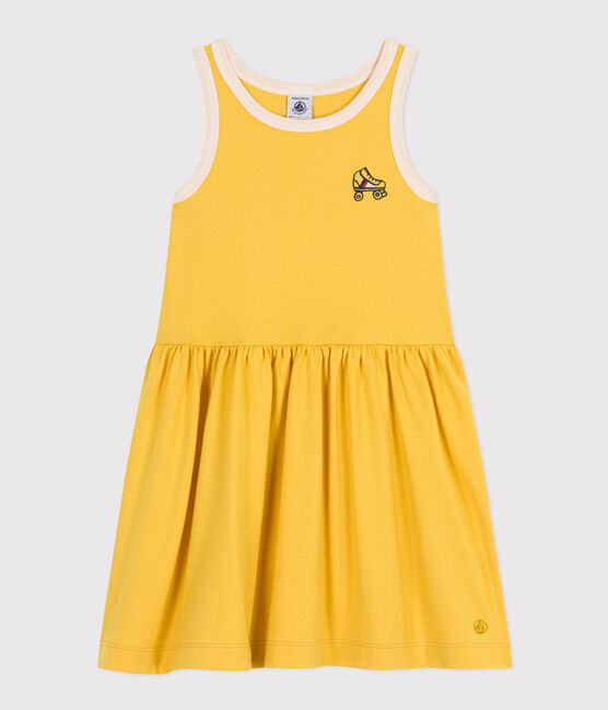 Girls' Sleeveless Cotton Dress NECTAR yellow/AVALANCHE