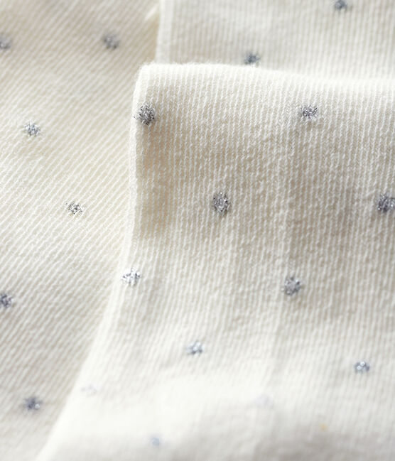 Baby girl's spotty tights MARSHMALLOW white/ARGENT grey