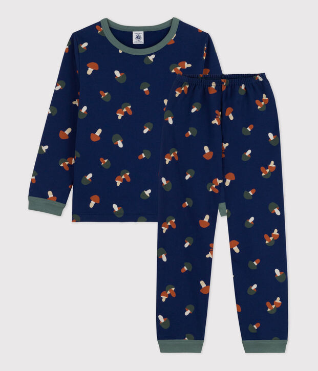 Children's Unisex Mushroom Patterned Fleece Pyjamas blue/multicolor