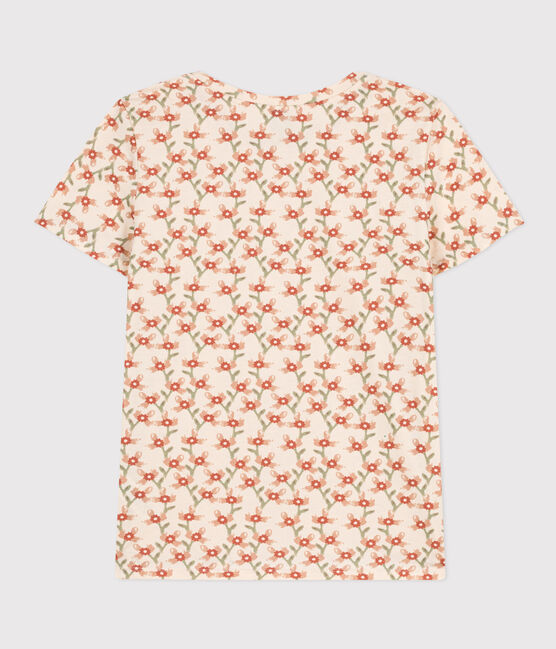 Women's Straight Round-Neck Cotton T-Shirt AVALANCHE white/MULTICO