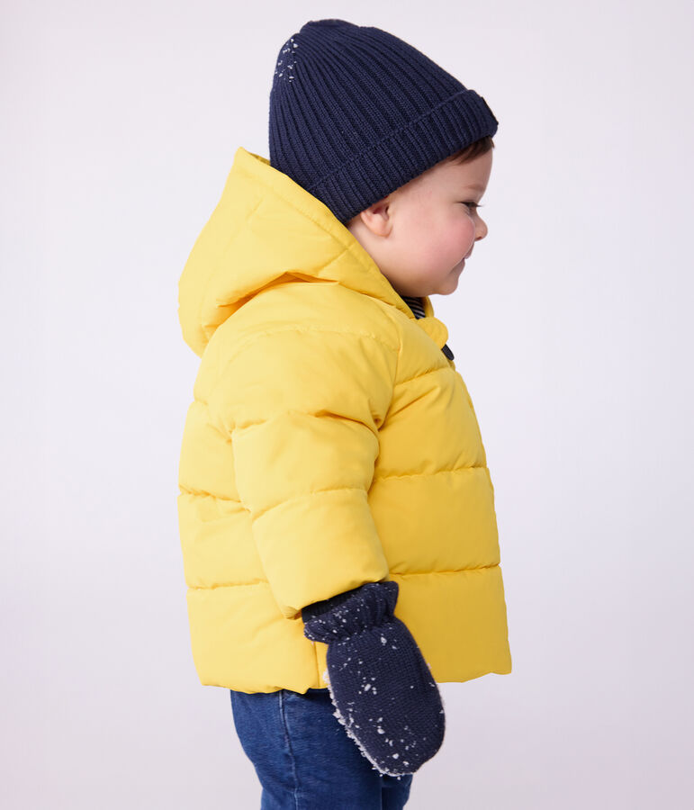 Babies' puffer jacket in plain polyester yellow